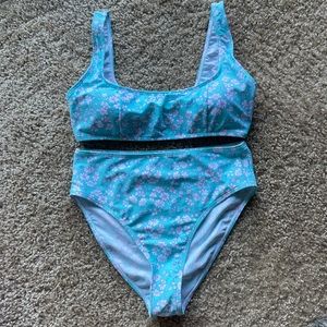 OP two piece blue swim suit